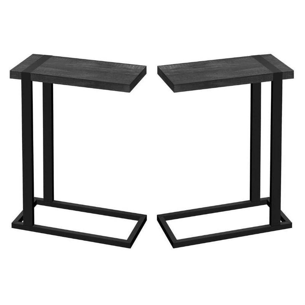 19.25" Rectangular Wood Side Table in Black - Set of 2 T706422