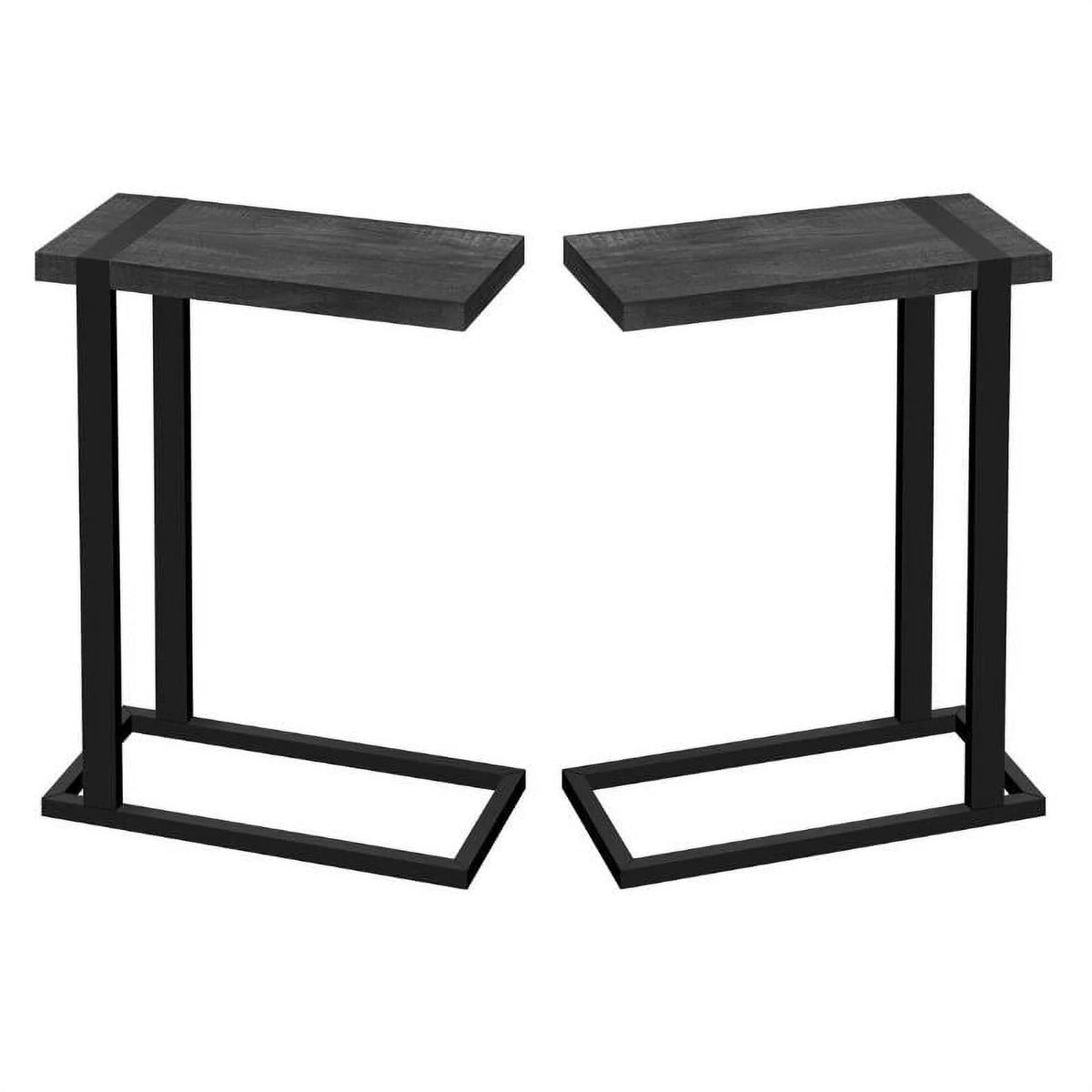 19.25" Rectangular Wood Side Table in Black - Set of 2 T706422