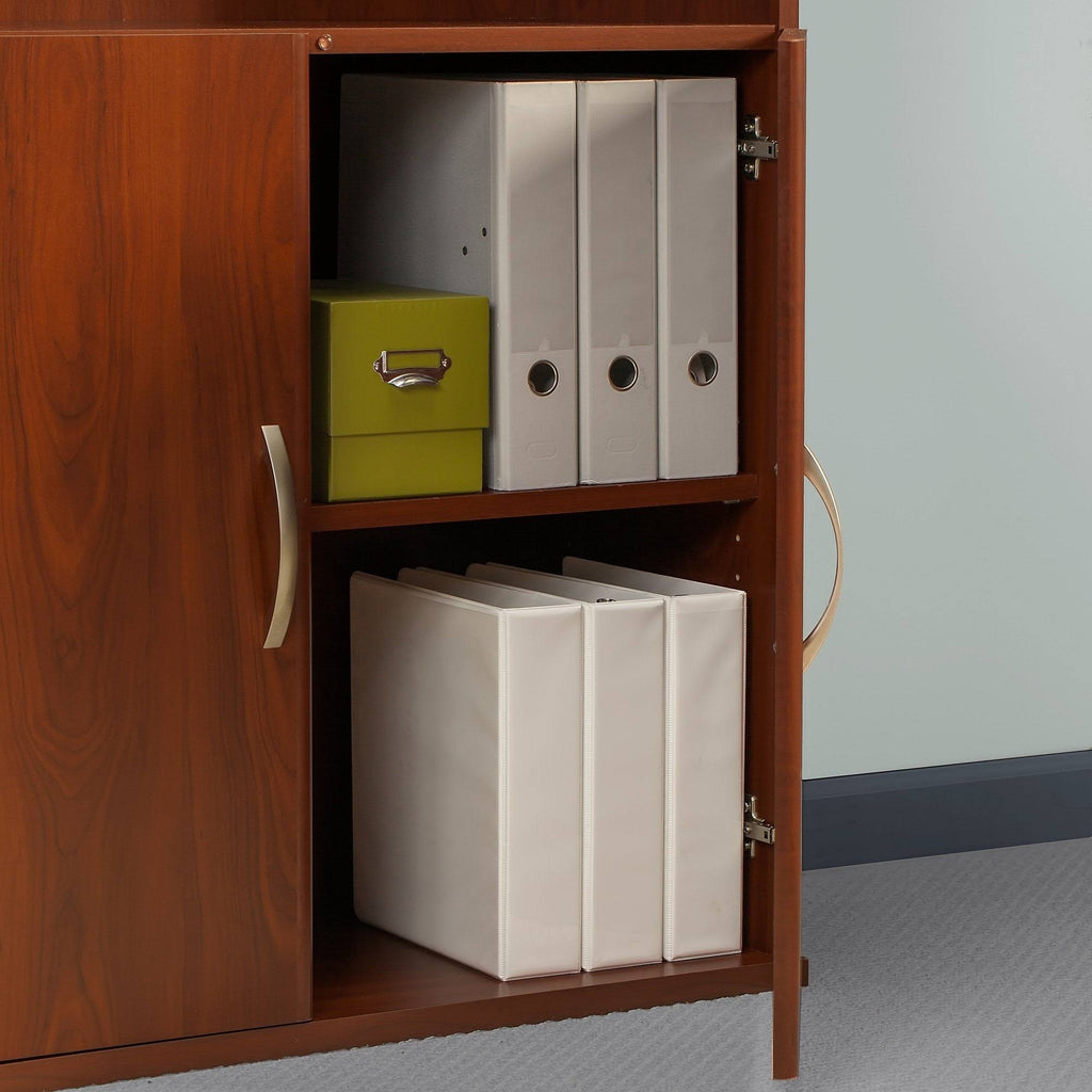 White 5 Shelf 2 Door Wood Composite Bookcase H736