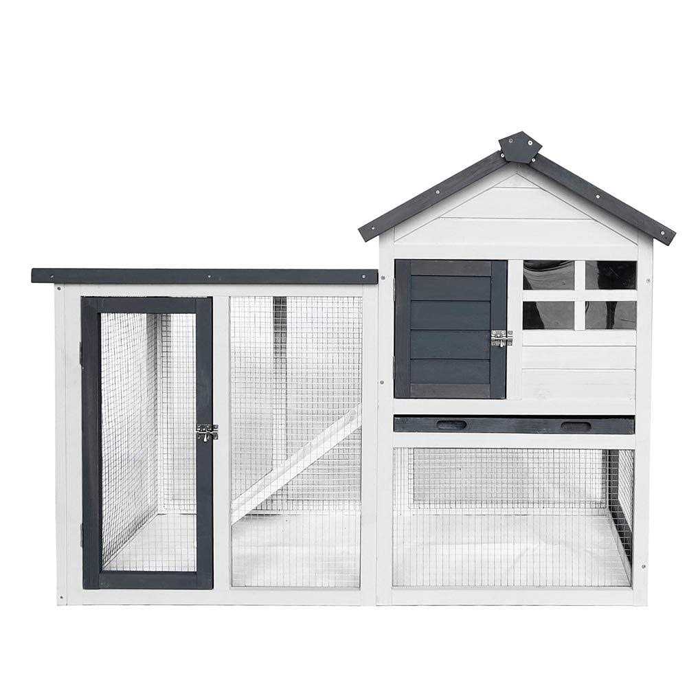 48”L Rabbit Hutch Wood Pet Cage J307415