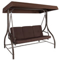 3-Seat Converting Outdoor Patio Swing with Canopy, Brown U976881