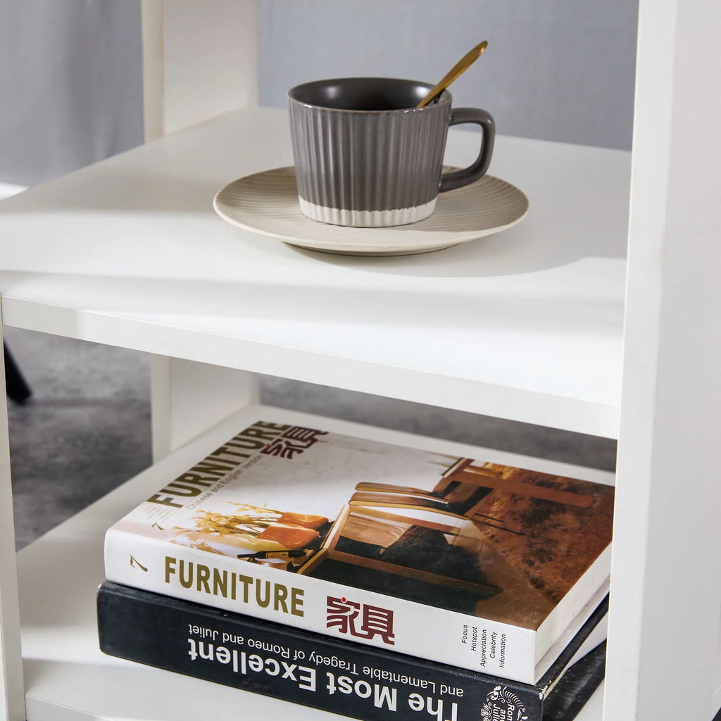 White 3 Tier Wood Square Nightstand S247