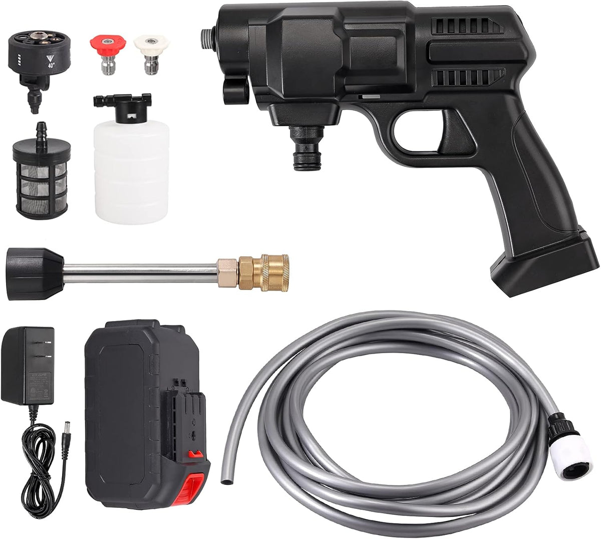 Cordless Pressure Washer 20V 4.0Ah 450 PSI 6 in 1 Adjustable Nozzle Q71022