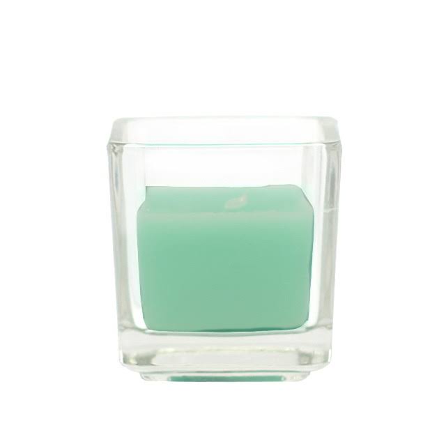 Aqua Square Glass Votive Candles 96Pcs B34608