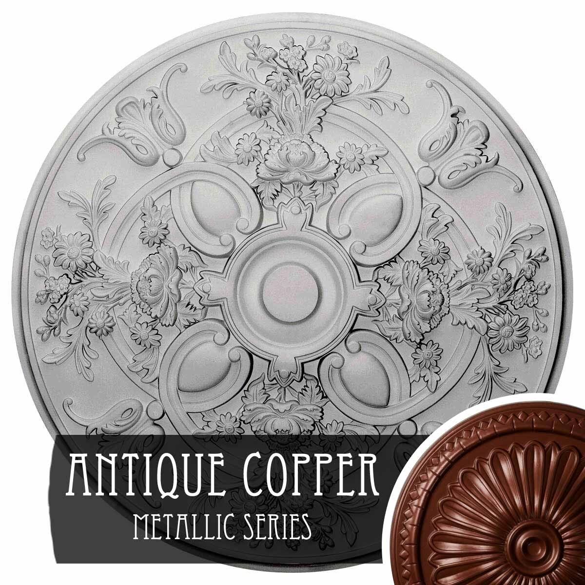 Hand-Painted Antique Copper Ceiling Medallion J84905