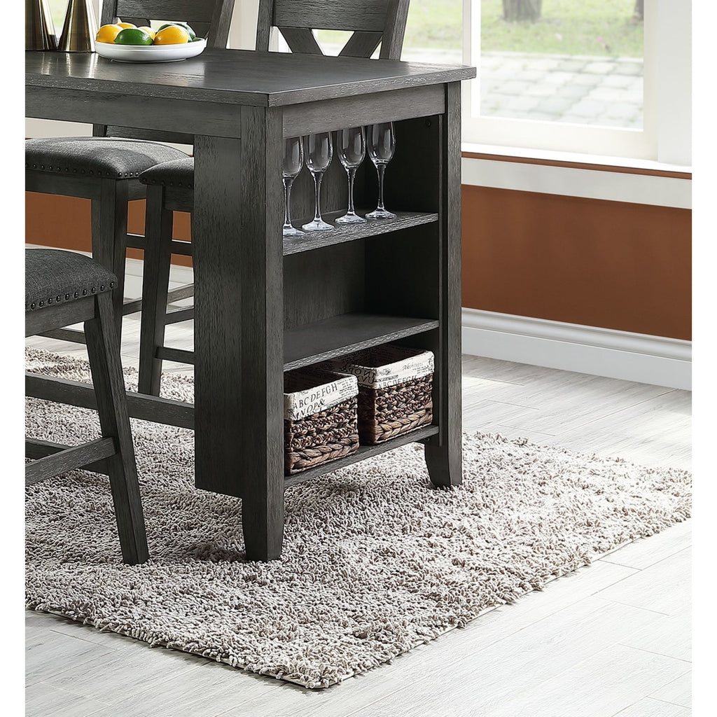 1pc Counter Height Dining Table with Storage Shelves N9100