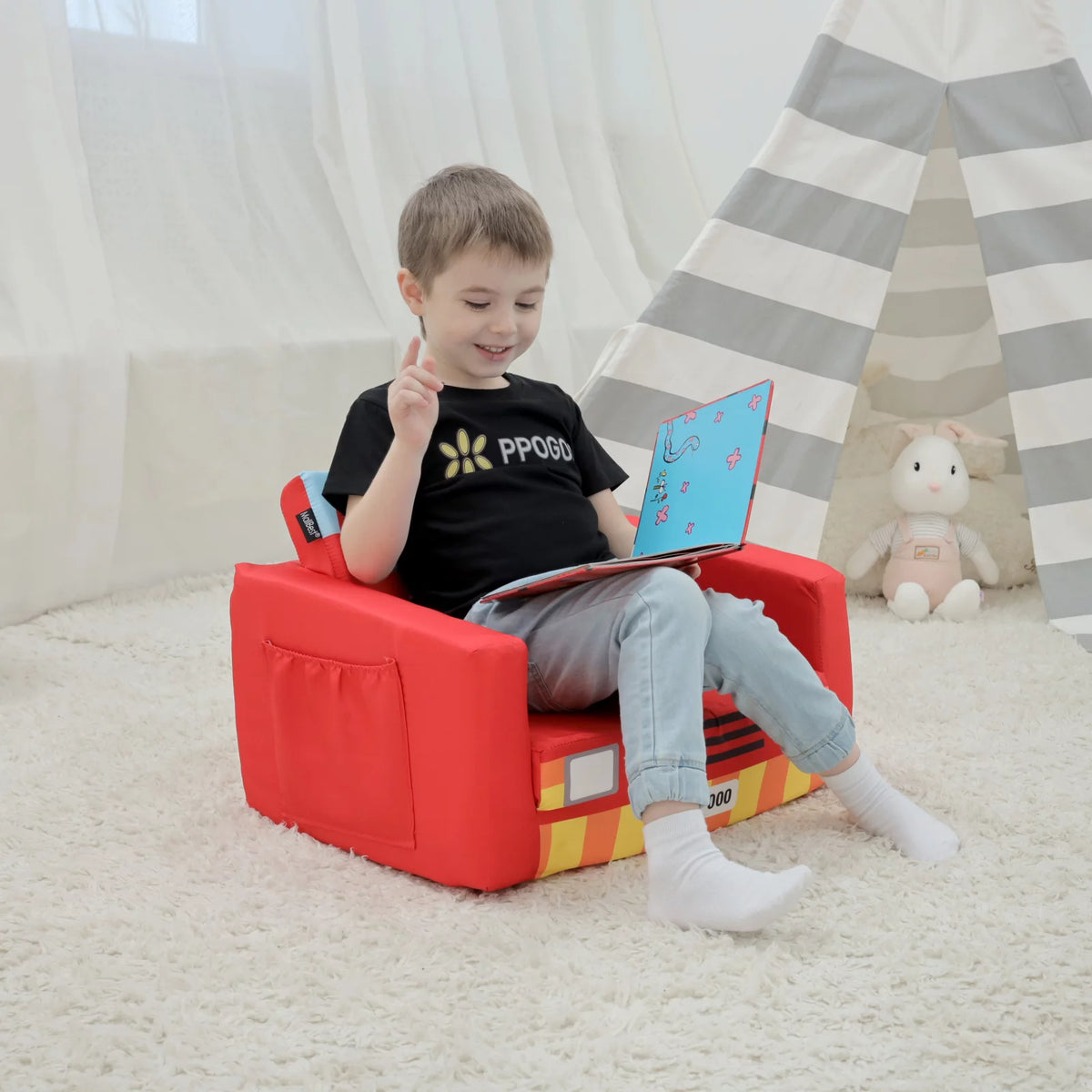 Kids Sofa Bed Upholstered Flipout Recliner B15417