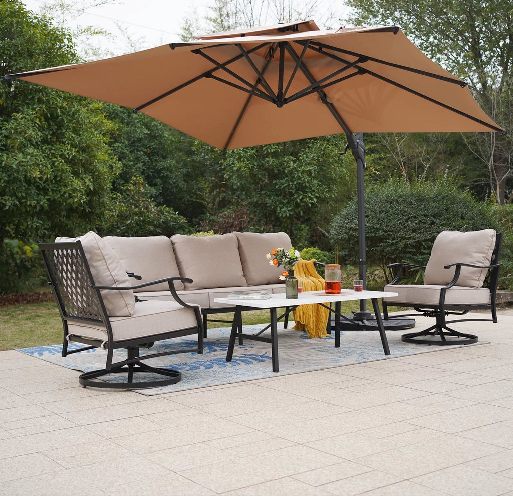10ft Cantilever Offset Patio Umbrella with 360 Degree Rotation & Tilt & Cross Base R517