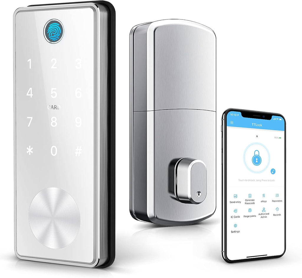 Smart Deadbolt Lock with Keypads, Biometric Electronic Door Lock, Keyless Entry Door Lock (Silver) S269
