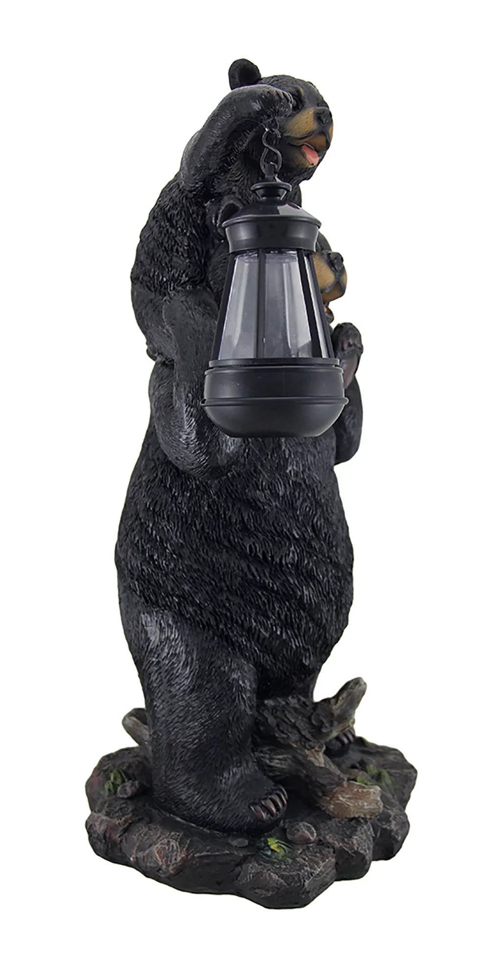 Bear Cub Statue and Solar LED Lantern D11744