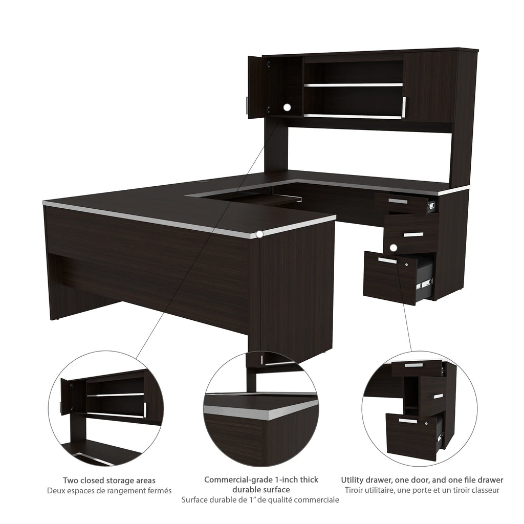 U-Shaped Desk with Pedestal and Hutch W5877
