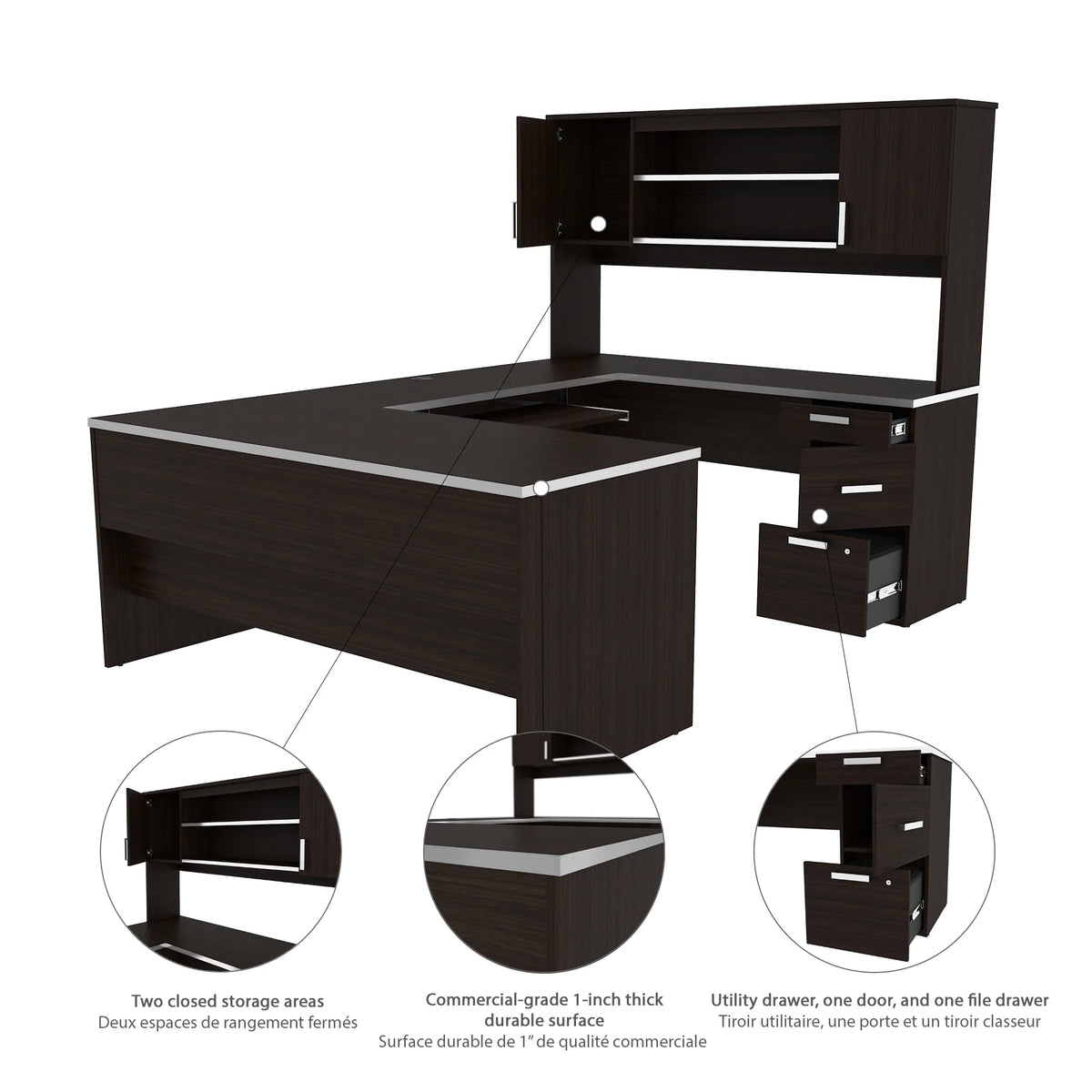 U-Shaped Desk with Pedestal and Hutch W5877