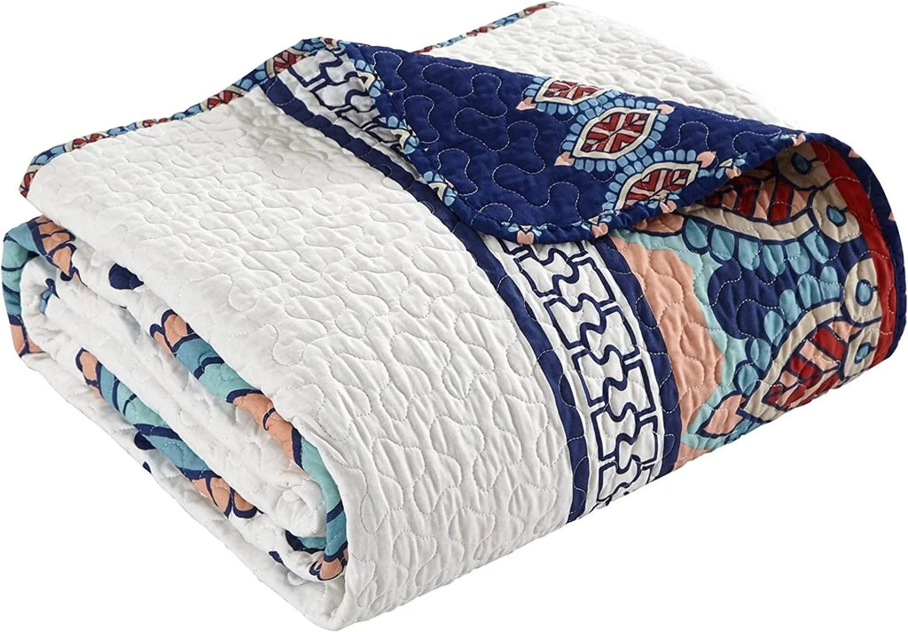 Queen Size 4 Piece Cotton Reversible Quilt Set P32381