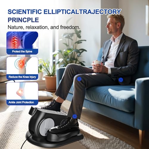 Under Desk Elliptical Machine Portable Seated Pedal Exerciser with Remote Control P155