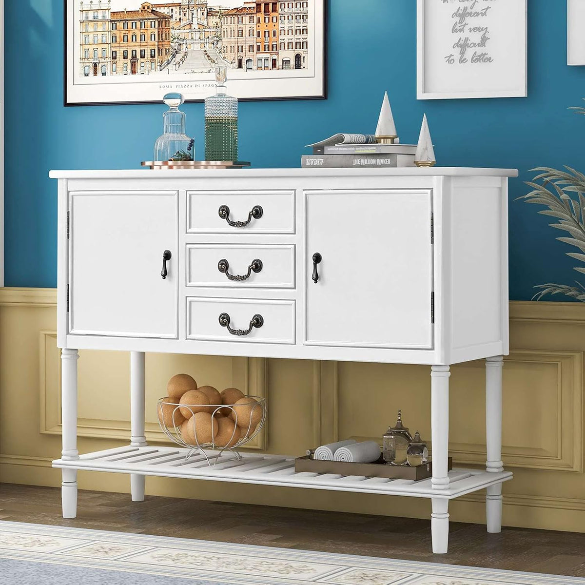 Console Table with 2 Cabinets and 3 Storage Drawers O42040
