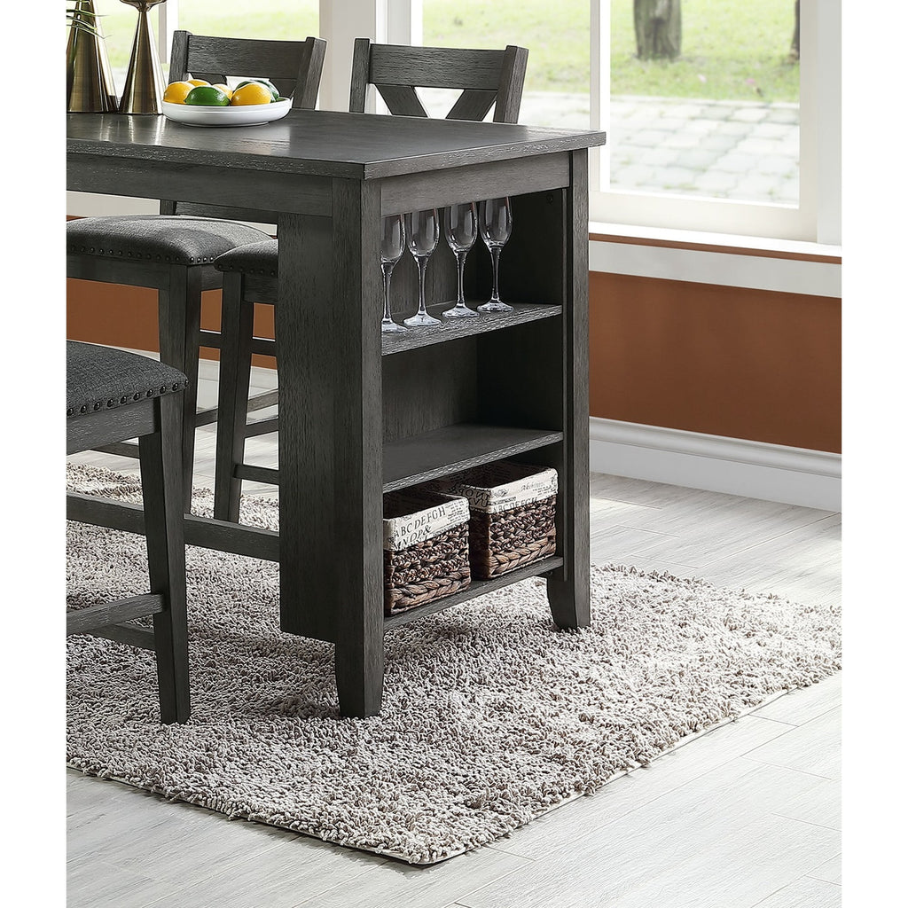 1pc Counter Height Dining Table with Storage Shelves N9100