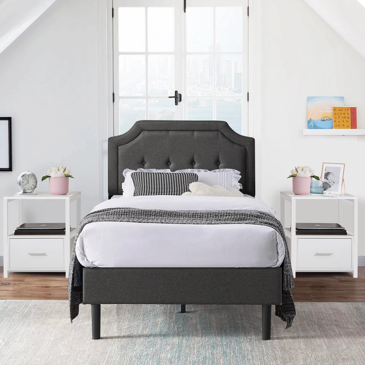3-Piece Upholstered Platform Bed Frame and 2 Nightstand L175240