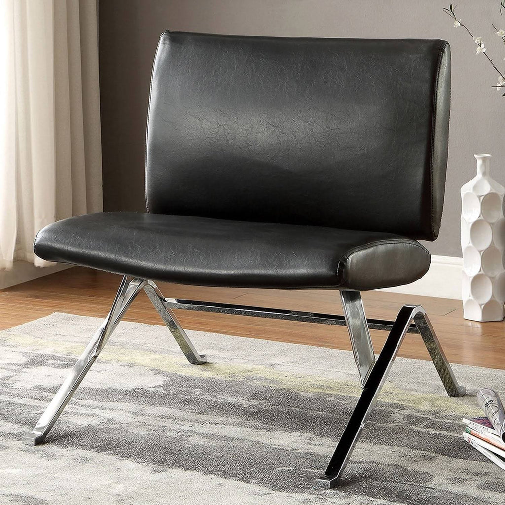 Black Faux Leather Accent Chair K27875