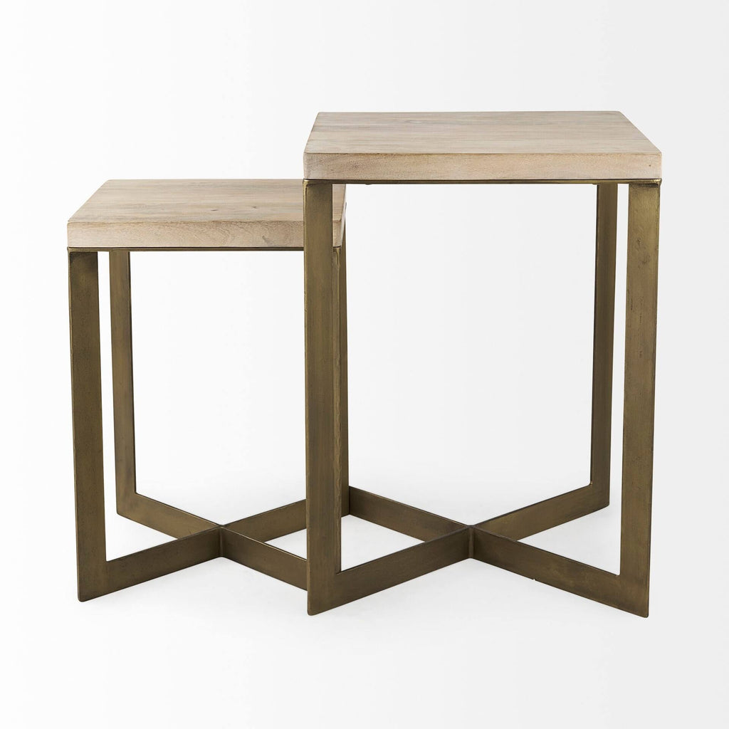 Light Brown Wood Accent Tables Set of 2 H260395