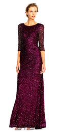 Sequin Gown with Three Quarter Sleeves Y32152
