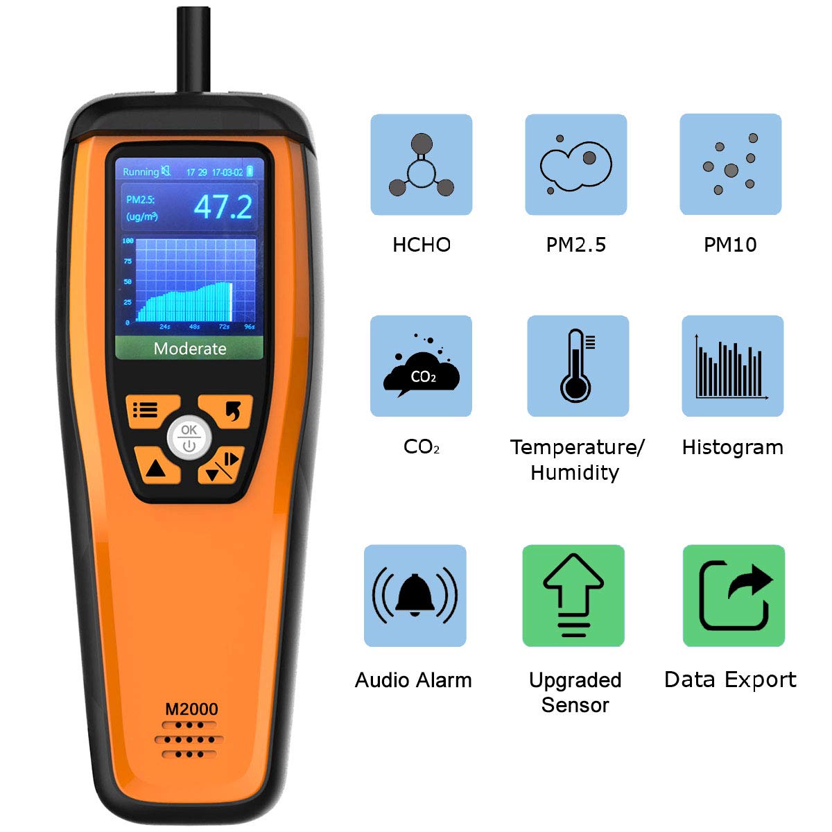 Air Quality Monitor Carbon Dioxide PM2.5 PM10 Formaldehyde Temperature Humidity Tester V391990