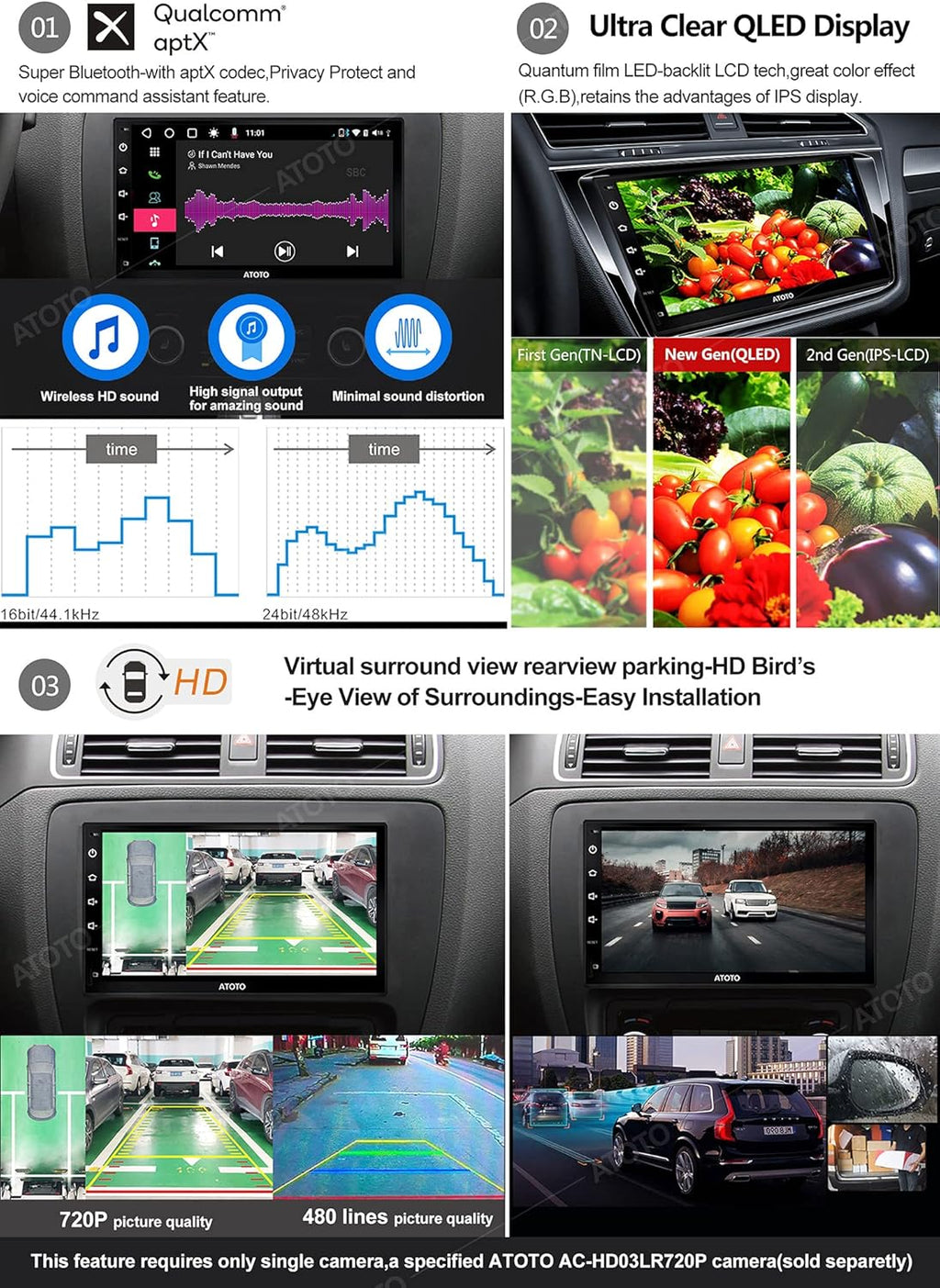 7inch Double-DIN Android Car Stereo with Wireless CarPlay O4104