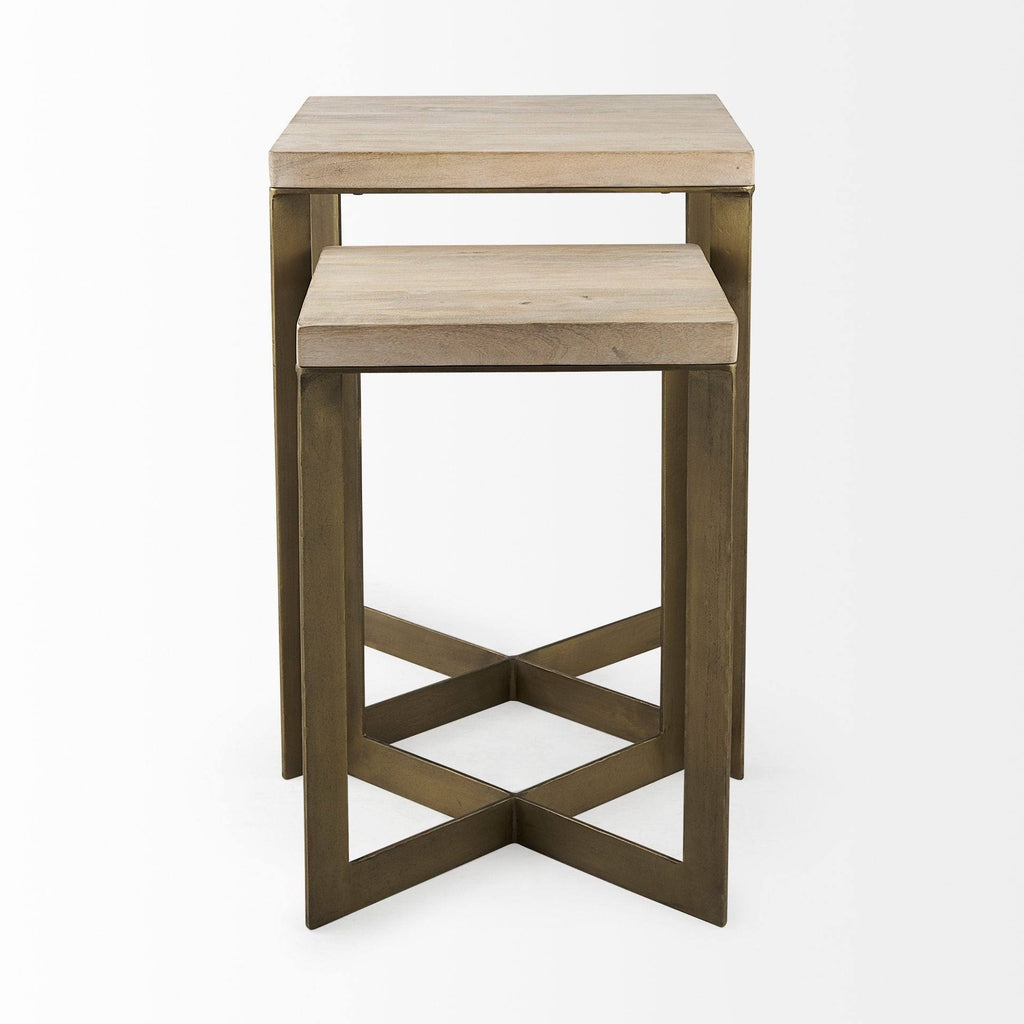 Light Brown Wood Accent Tables Set of 2 H260395