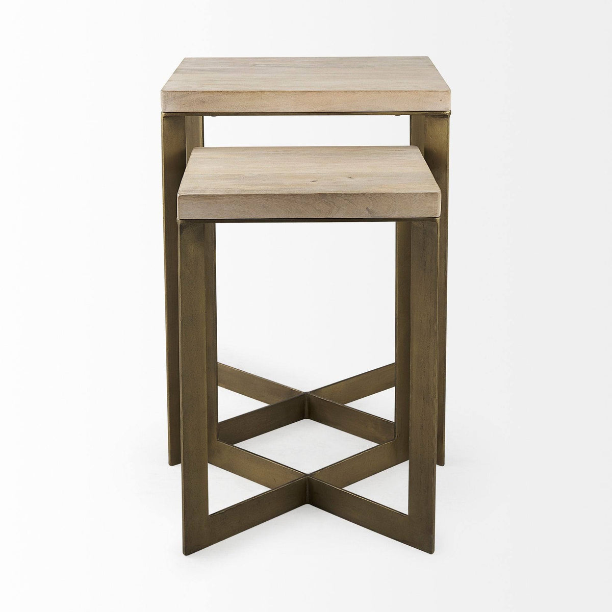 Light Brown Wood Accent Tables Set of 2 H260395