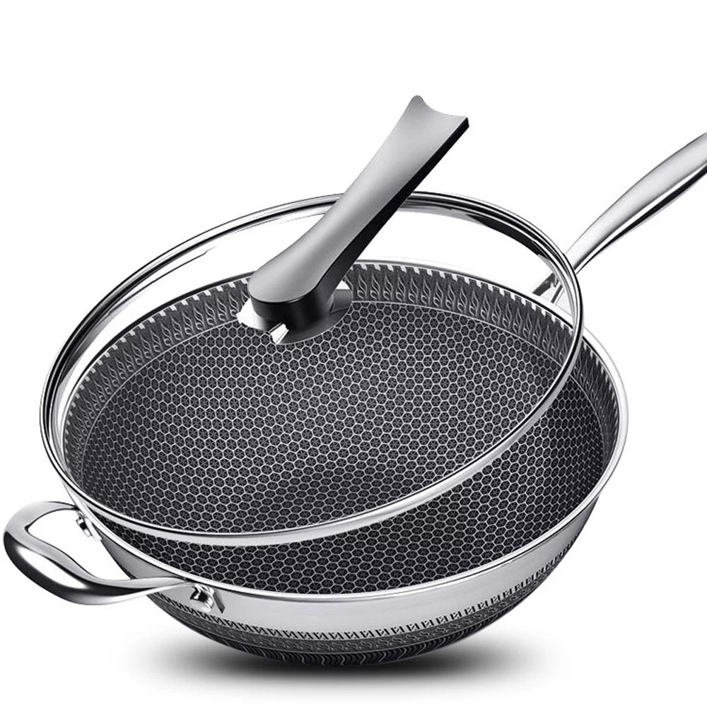 13In Nonstick Stainless Steel Frying Pan with Glass Lid X688
