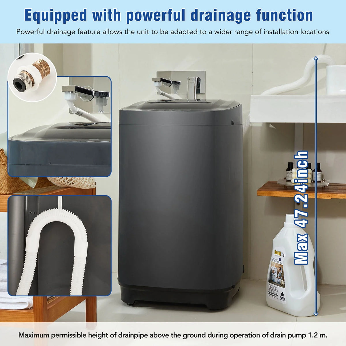Portable Automatic Washing Machine 8 Water Levels 10 Programs L674499