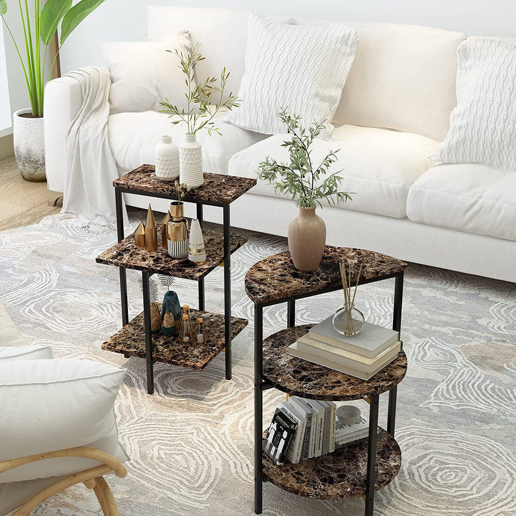 Faux Marble Coffee Table Set of 3 with Metal Legs Y243130