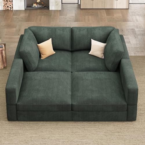 Beige Corduroy Modular Sectional Sofa with Storage M865