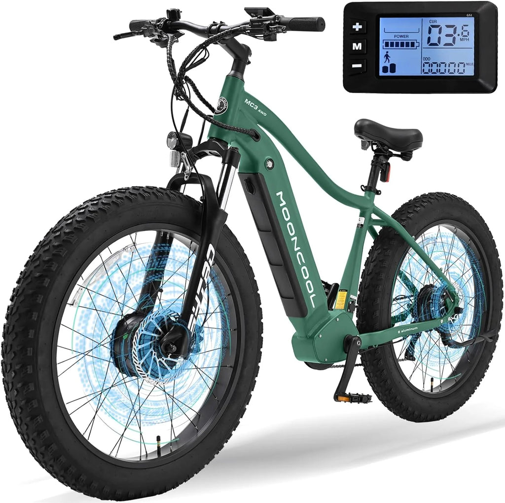 48V 1000W Dual Motors 26 x 4 Fat Tire 7-Speed Electric Mountain Bike H79934
