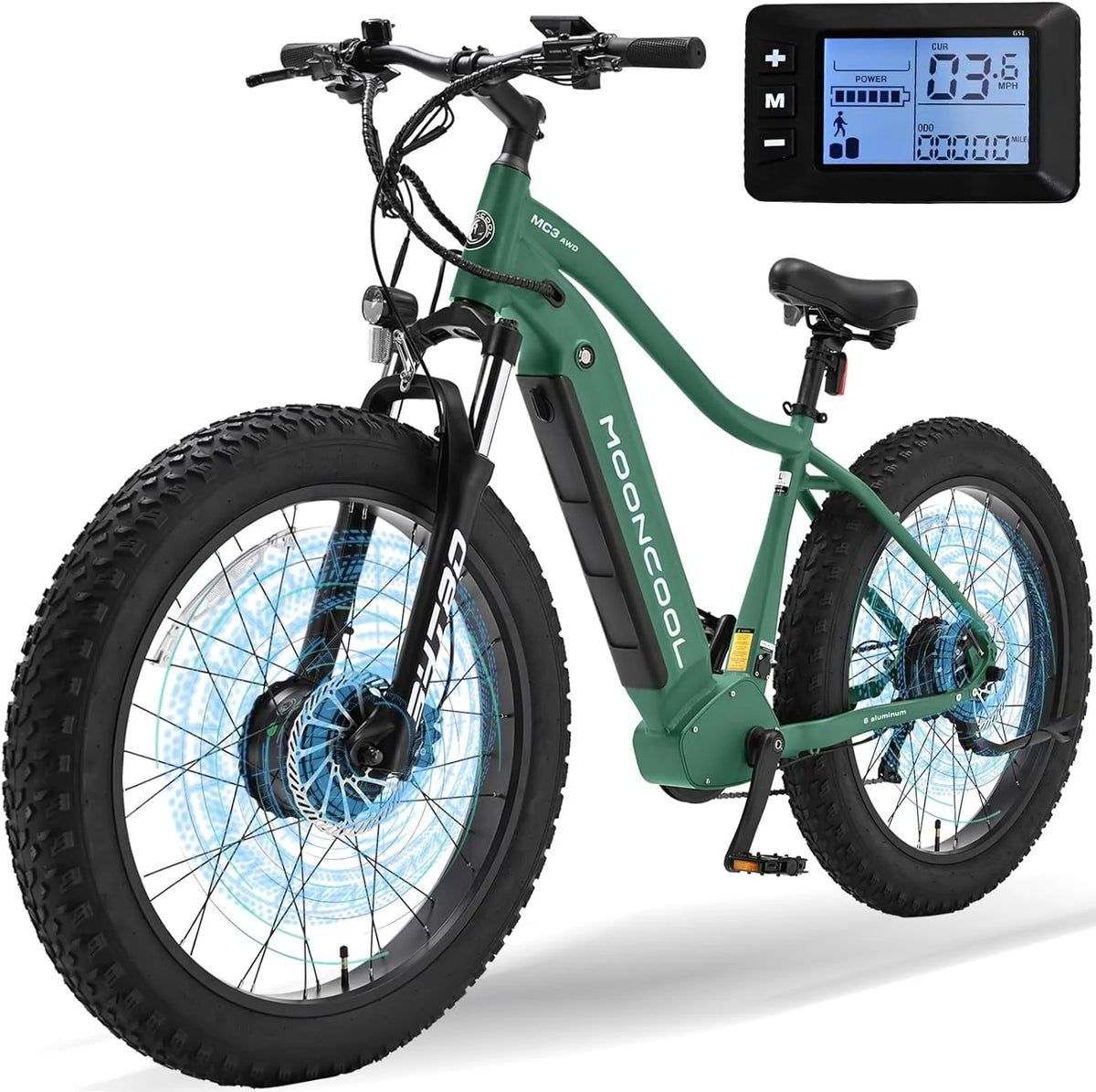 48V 1000W Dual Motors 26 x 4 Fat Tire 7-Speed Electric Mountain Bike H79934