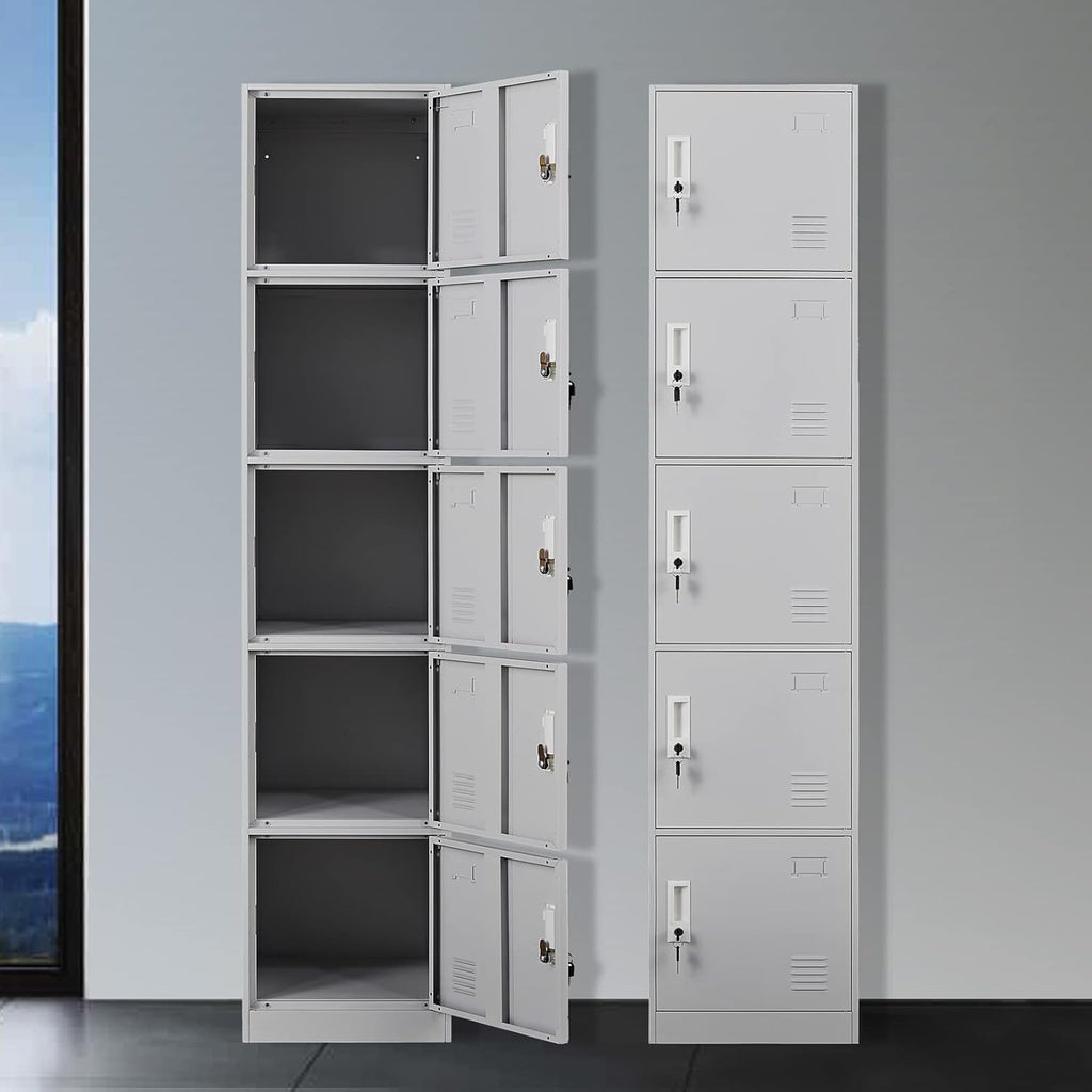 5 Door Light Gray Metal Locker Cabinet C28444