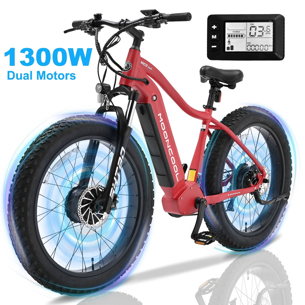 48V 1000W Dual Motors 26 x 4 Fat Tire 7-Speed Electric Mountain Bike H79934