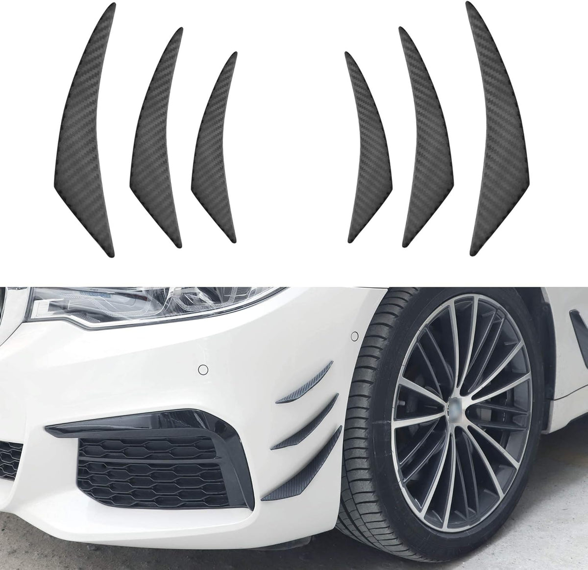Black 6Pcs Car Front Bumper Lip Splitter Kit B744