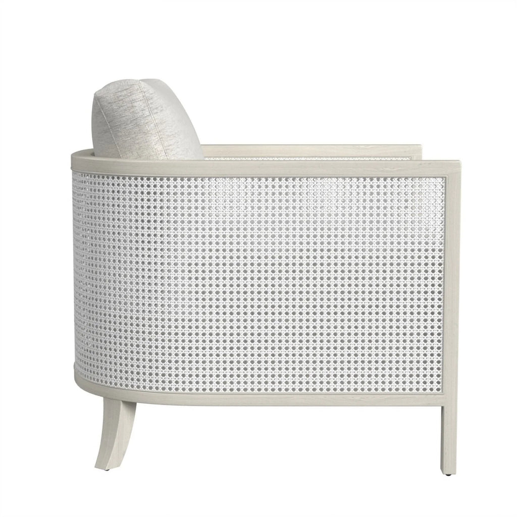 Hand Brushed White Wood and Fabric Accent Chair W290825
