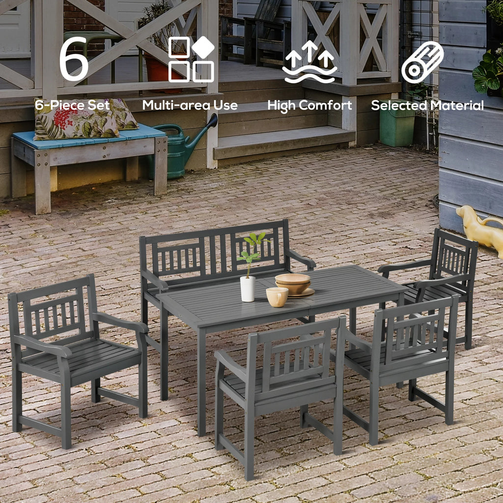 6pc Gray Wood Patio Table & Chairs A541679