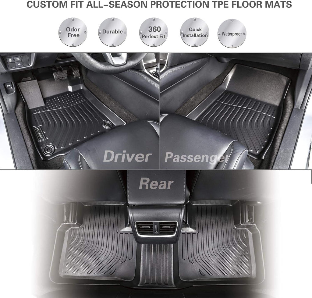 Custom Waterproof All Weather TPE Car Floor Mats Full Set Black F368400