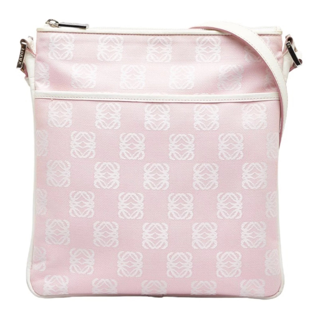 Pre-Owned Pink White Canvas Leather Shoulder Bag M118981