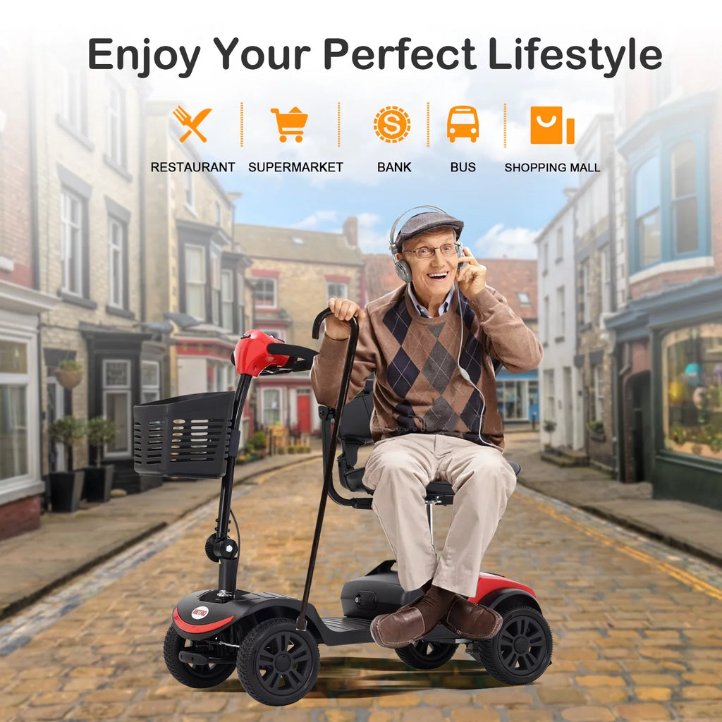 Blue 4 Wheels Folding Mobility Scooter U6307