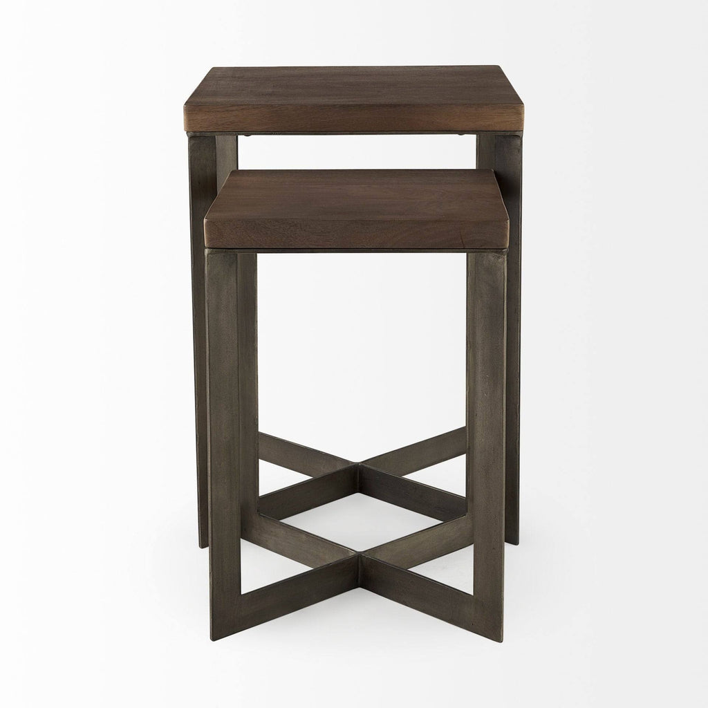 Light Brown Wood Accent Tables Set of 2 H260395