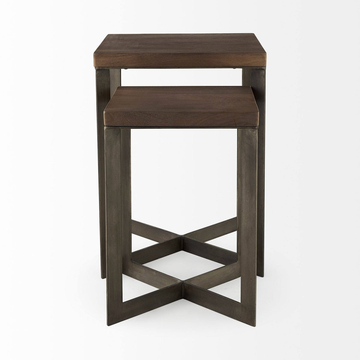 Light Brown Wood Accent Tables Set of 2 H260395