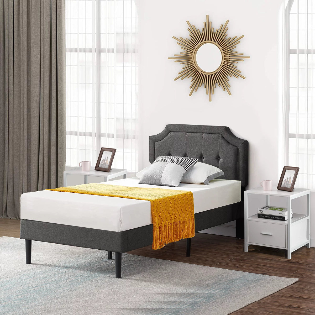 3-Piece Upholstered Platform Bed Frame and 2 Nightstand L175240