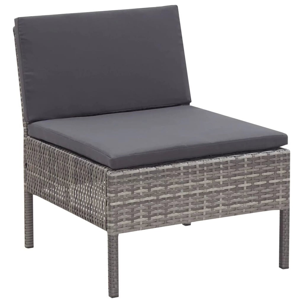 5 Piece Gray Poly Rattan Patio Sofa Set with Coffee Table T42599