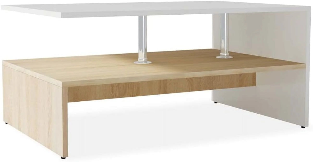Oak and White Engineered Wood Coffee Table J3891