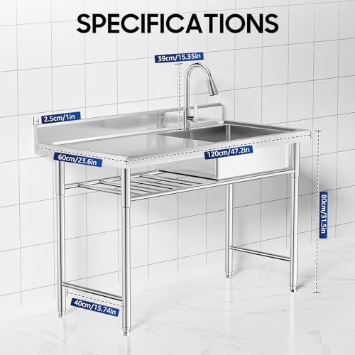 Stainless Steel Free Standing Single Bowl Utility Sink with Faucet B5139