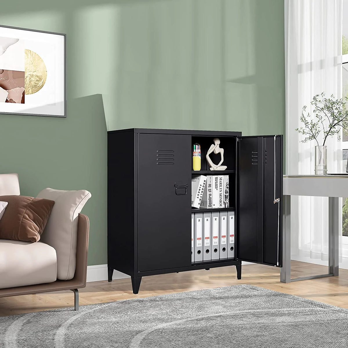 40" Metal Cabinet with Doors and Shelves B49320