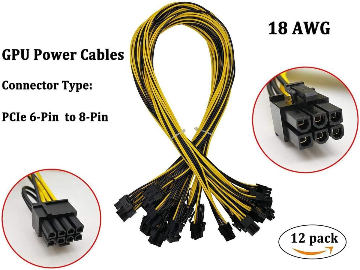 1200W/750W Server PSU Power Supply Unit with 12pcs 6-Pin PCIe Cables V74963
